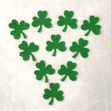 Load image into Gallery viewer, Green Felt Shamrock, Felt Die Cut Shamrock, Felt Lucky Clover
