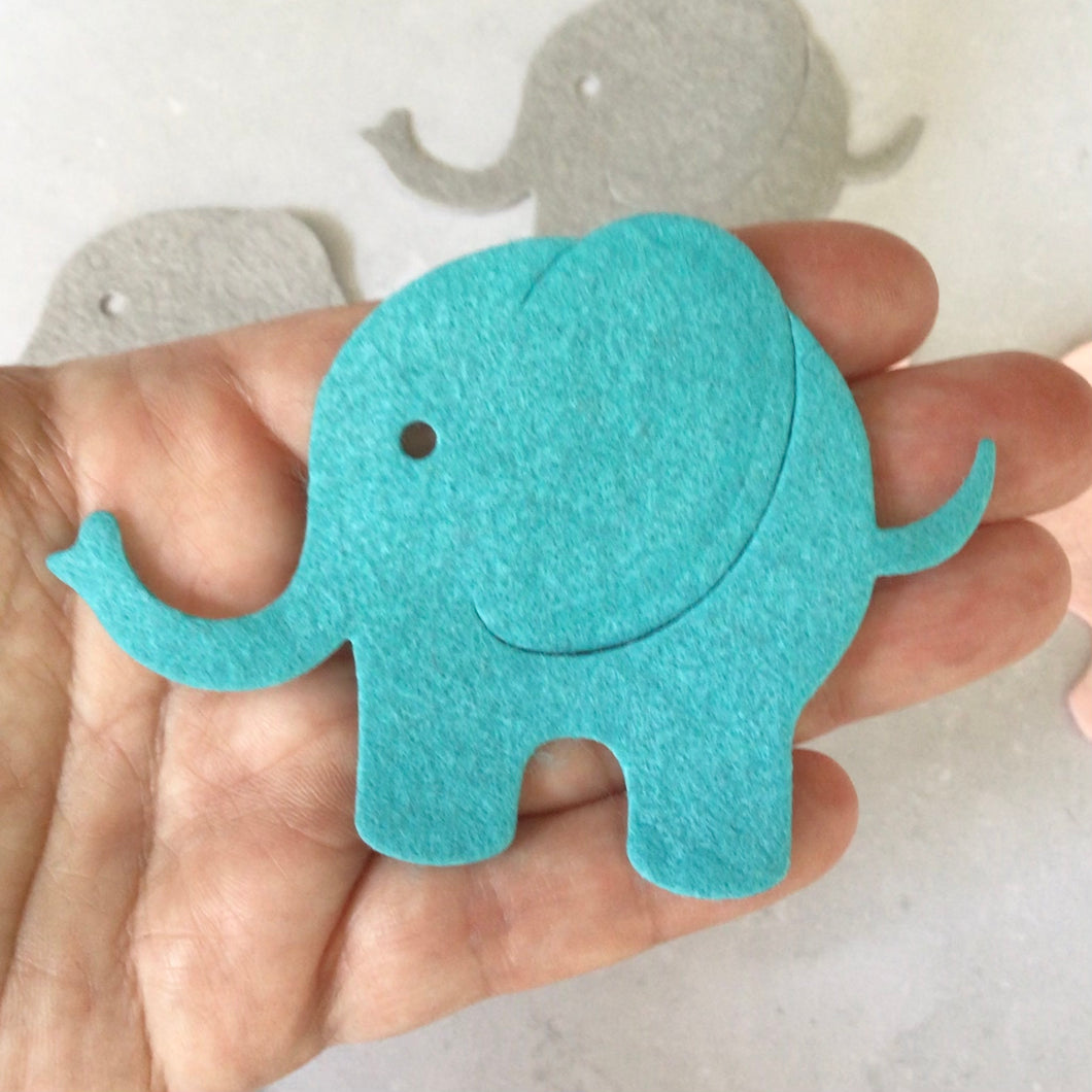 Large Felt Elephants,  Die Cut Felt 3D Elephants