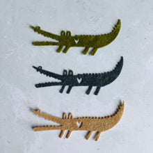 Load image into Gallery viewer, Green Felt Crocodile, felt die cut crocodiles, die cut alligator
