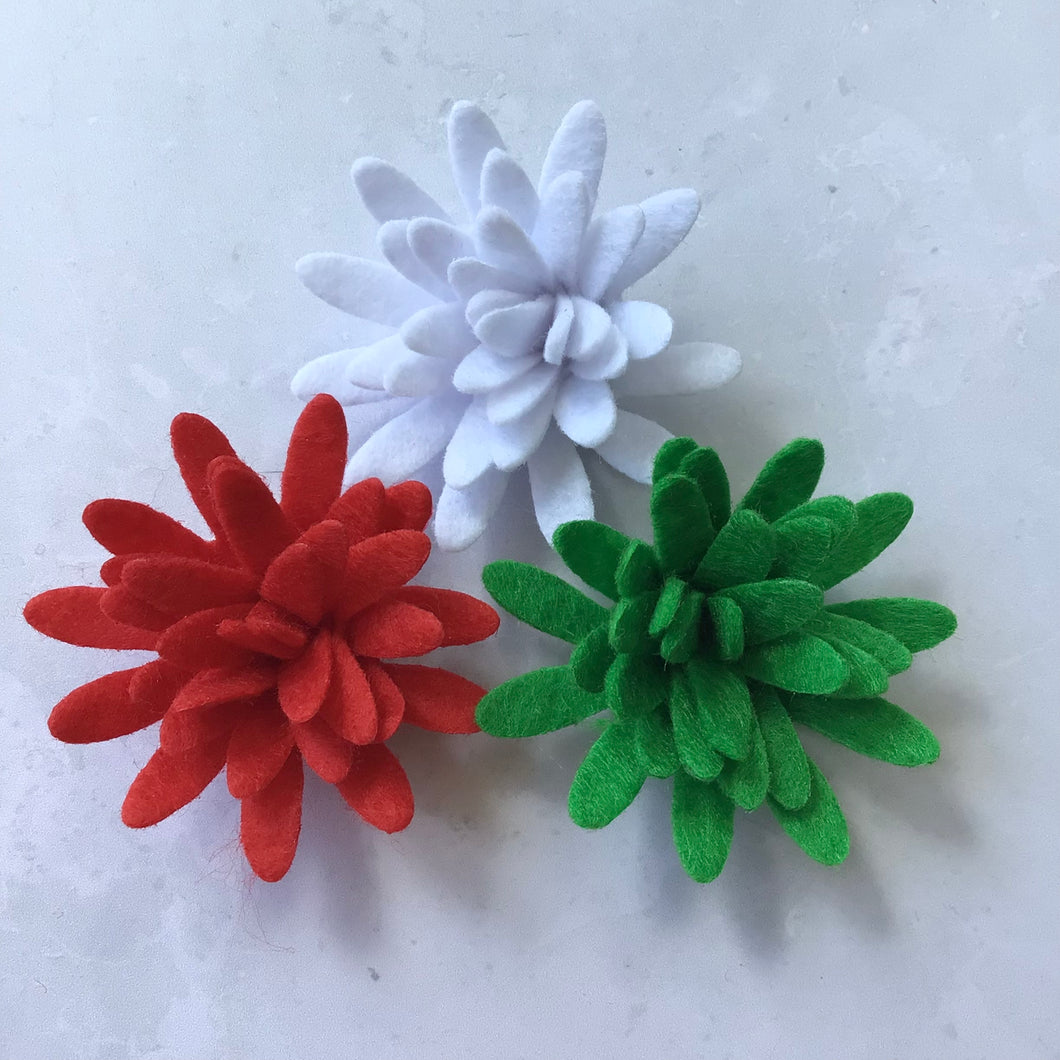 Christmas Felt Chrysanthemums, Felt Die Cut Flowers, 3D Roll Up Flowers