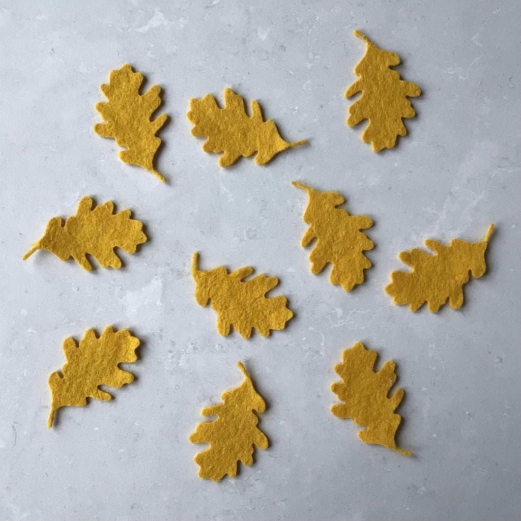 Small Felt Oak Leaves, Die cut oak leaves, Felt Autumn Leaves