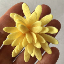 Load image into Gallery viewer, Lemon Felt Chrysanthemums, Die Cut Felt Chrysanthemum Flowers, Yellow Chrysanthemums
