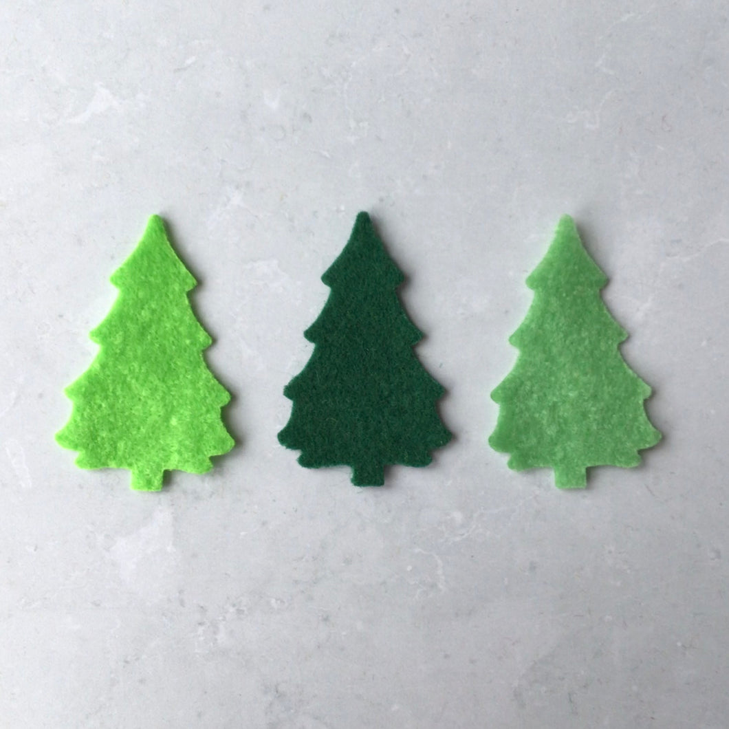 Green Felt Trees, Medium Sized Trees, Die Cut Felt Trees, Felt Christmas Trees