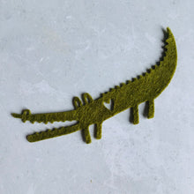 Load image into Gallery viewer, Green Felt Crocodile, felt die cut crocodiles, die cut alligator
