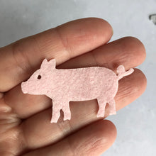 Load image into Gallery viewer, Pink Felt Pigs, Felt Die Cut Pigs
