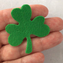 Load image into Gallery viewer, Green Felt Shamrock, Felt Die Cut Shamrock, Felt Lucky Clover
