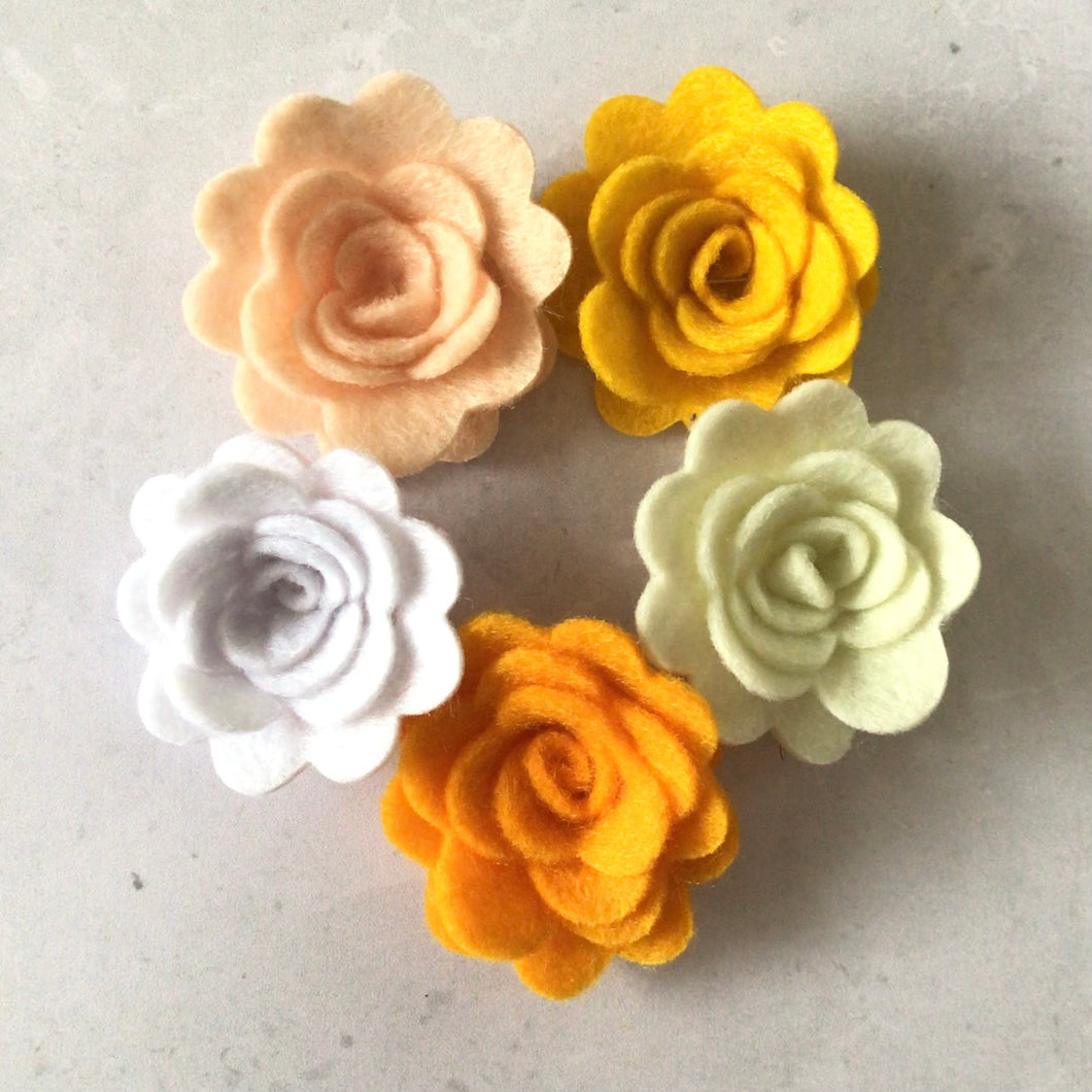 Spring Felt Roses,(10),  die cut felt flowers, 3D Roll Up flower