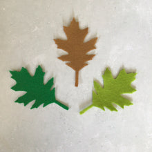 Load image into Gallery viewer, Large Green &amp; Brown Felt Leaves, Die Cut felt leaves
