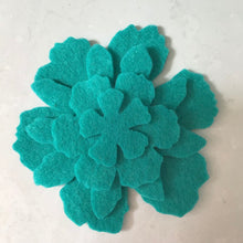 Load image into Gallery viewer, Large Teal &amp; Grey Felt Flowers, Felt Die Cut Flowers
