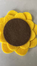Load and play video in Gallery viewer, Yellow Felt Sunflowers, Large Die Cut Felt Flowers
