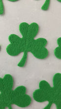 Load and play video in Gallery viewer, Green Felt Shamrock, Felt Die Cut Shamrock, Felt Lucky Clover

