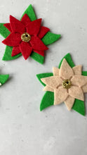 Load and play video in Gallery viewer, Felt Poinsettia Flowers, Die Cut Felt Poinsettias
