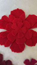 Load and play video in Gallery viewer, Red Felt Flowers, Large Die Cut Felt Flowers
