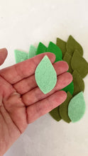 Load and play video in Gallery viewer, Green Felt Leaves, Die Cut Felt Leaf Kit
