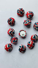 Load and play video in Gallery viewer, Union Jack Buttons, fabric covered buttons, London, Union Jack, King Charles, Great Britain flag, handmade buttons, buttons
