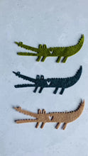 Load and play video in Gallery viewer, Green Felt Crocodile, felt die cut crocodiles, die cut alligator
