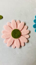 Load and play video in Gallery viewer, Multicoloured Felt Daisy Flowers, LARGE, Felt Die Cut Daisies
