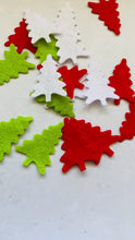 Load and play video in Gallery viewer, Small Felt Christmas Trees, Felt Die Cut Trees, Christmas Table Sprinkles
