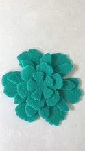Load and play video in Gallery viewer, Large Teal &amp; Grey Felt Flowers, Felt Die Cut Flowers
