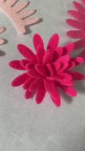 Load and play video in Gallery viewer, Pink Felt Chrysanthemums, Felt Die Cut Chrysanthemum Flowers
