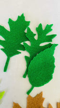Load and play video in Gallery viewer, Large Green &amp; Brown Felt Leaves, Die Cut felt leaves
