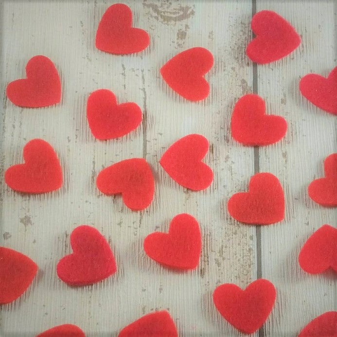 Red felt reusable heart confetti
