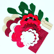 Load image into Gallery viewer, Christmas Felt Flower Kit, Felt 3D flowers, Roll up felt flowers, Die cut felt flowers
