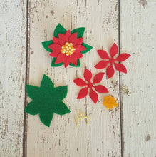 Load image into Gallery viewer, Sew Your Own Felt Poinsettia Brooch Kit, Die Cut Felt Poinsettia Kit

