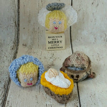 Load image into Gallery viewer, Knitted Christmas Nativity Set, Ferrero Rocher Chocolate Covers, Heirloom Nativity Set
