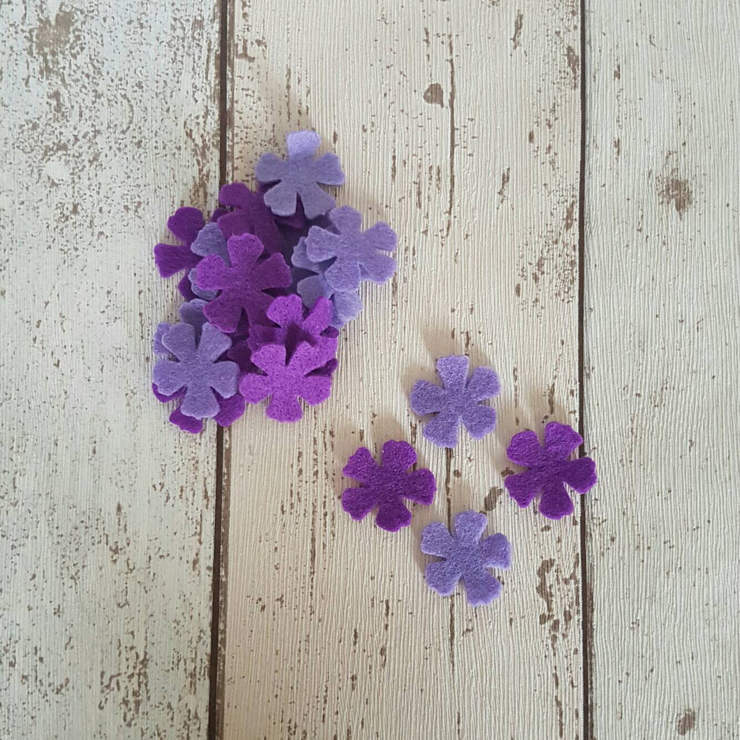 Small Lilac Felt Flowers, Die Cut Felt Flowers, Purple Felt Flowers