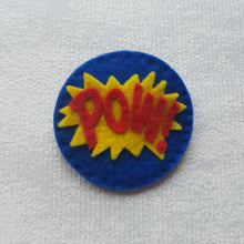Load image into Gallery viewer, Sew Your Own Felt POW ! Pin Badge Kit, Die cut felt Superhero Brooch kit
