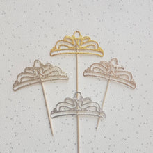 Load image into Gallery viewer, Top Hat and Tiara Glitter Cupcake Toppers
