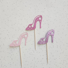 Load image into Gallery viewer, Shoe Cake Toppers, Glitter Stiletto Cupcake Toppers
