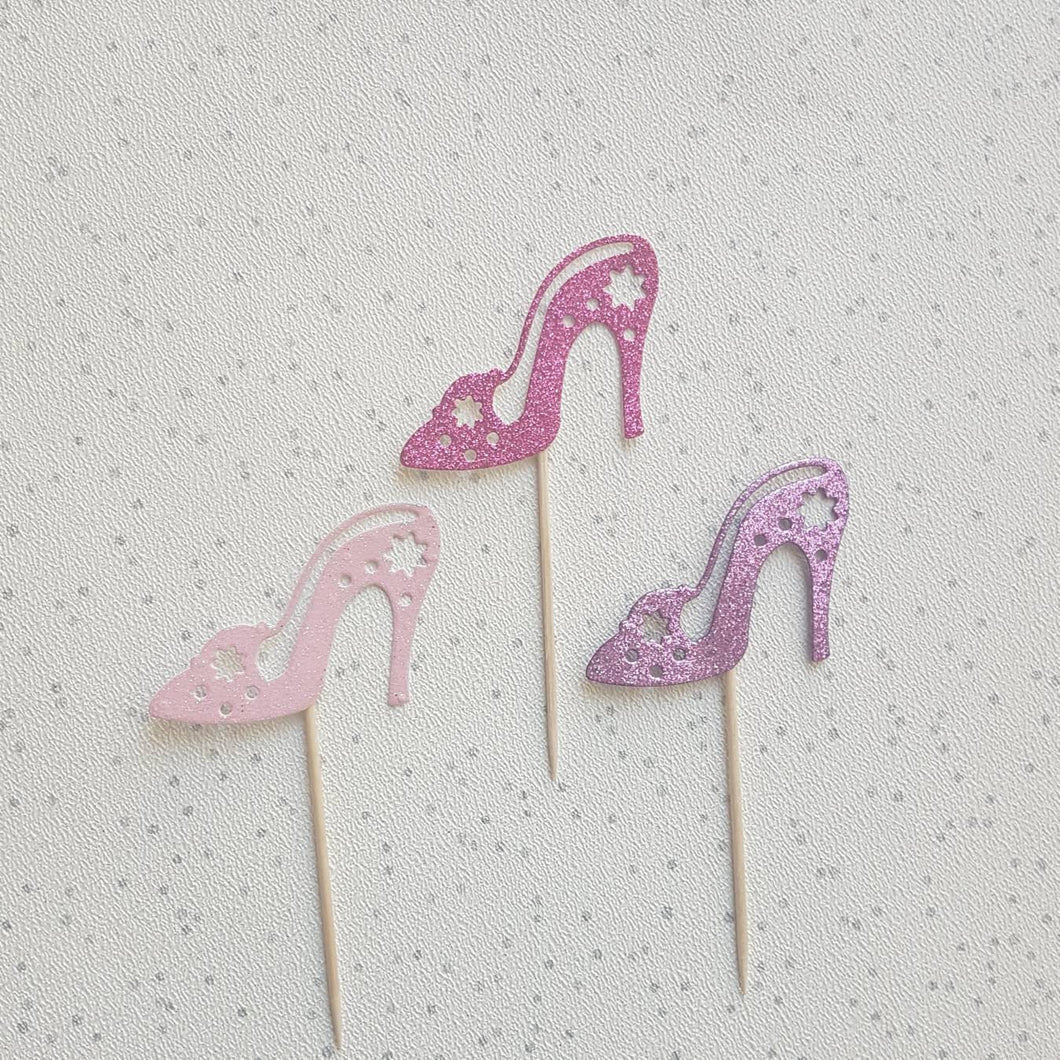 Shoe Cake Toppers, Glitter Stiletto Cupcake Toppers