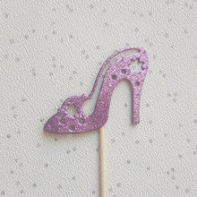 Load image into Gallery viewer, Shoe Cake Toppers, Glitter Stiletto Cupcake Toppers
