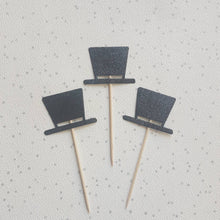 Load image into Gallery viewer, Top Hat and Tiara Glitter Cupcake Toppers
