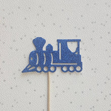 Load image into Gallery viewer, Train Cake Toppers, Glitter Train cupcake toppers
