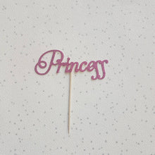 Load image into Gallery viewer, Pink Princess Cake Topper, Glitter Princess Cupcake Topper
