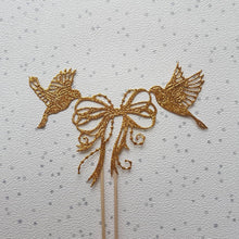 Load image into Gallery viewer, Wedding Dove Cake Topper, Doves and Bow Glitter Cake Topper
