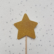 Load image into Gallery viewer, Star Cake Toppers, Glitter Gold Stars Cupcake Toppers
