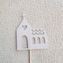 Load image into Gallery viewer, Church Cake Topper, Chapel Cake Topper, Wedding Cupcakes, Christening Topper, Communion Topper, Confirmation Topper, Wedding Decor,
