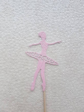 Load image into Gallery viewer, Ballerina Cake Topper, Ballet Cake Toppers, Cupcake Toppers, Glitter Cake Toppers, Pink Ballet Toppers, Gold Ballet Toppers, Cake Toppers
