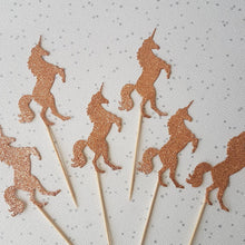 Load image into Gallery viewer, Unicorn Cake Topper, Glitter Unicorn Cupcake Toppers

