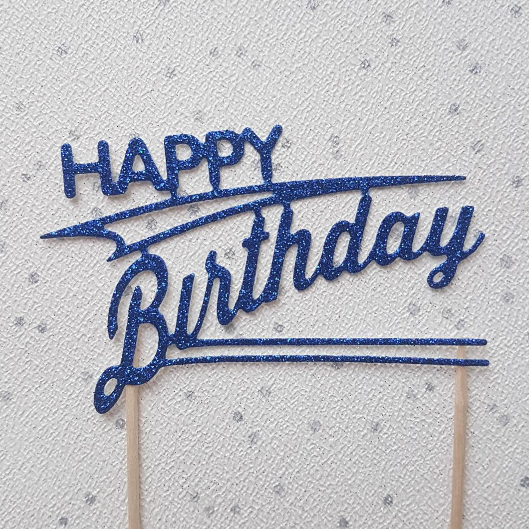 Happy Birthday Cake Topper, Art Deco Glitter Cake Topper