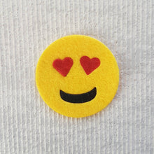 Load image into Gallery viewer, Felt Heart Eyes Emoji, Felt Die Cut Love Emoji
