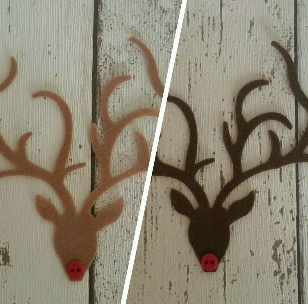 Large Felt Rudolph with Red Button Nose, Die Cut Felt Reindeer