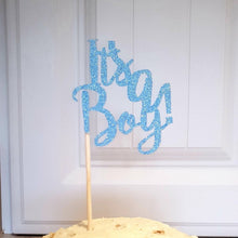 Load image into Gallery viewer, It&#39;s a Boy Cake Topper, Glitter Baby Boy Topper
