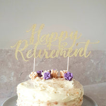 Load image into Gallery viewer, Script Retirement  Cake Topper, Glitter Retirement Cake Topper
