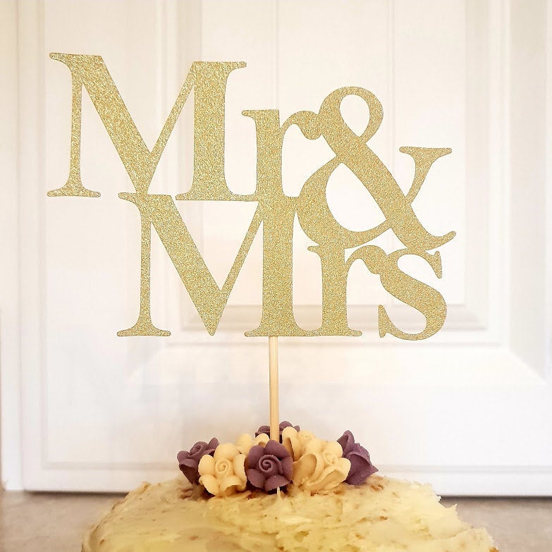 Mr & Mrs Cake Topper, Glitter Wedding Cake Topper