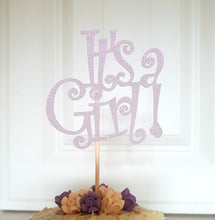 Load image into Gallery viewer, It&#39;s a Girl Cake Topper, Glitter Baby Girl Topper
